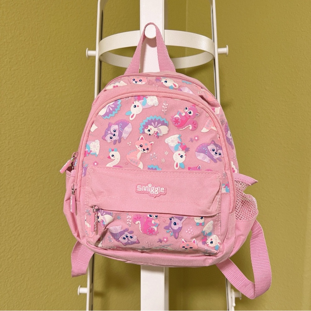 Smiggle Girls Pink Animal Print Mini Backpack Toddler Preschool Bookbag